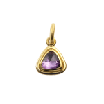 Yellow gold and purple sapphire triangle pendant by Fringe Gallery studio jeweler Nanci Modica