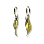Polished Gold Single Leaf Earrings by Skate Gray Gallery studio jeweler Timo Krapf