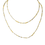 Long beaded necklace with natural color diamond beads and 18k gold beads by Fringe Gallery studio jeweler Barbara Heinrich