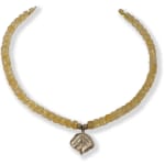 Citrine Necklace with Aspen Leaf Pendant by Slate Gray Gallery studio jeweler Marki Knopp