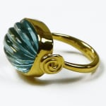 Carved Aquamarine Bead Ring by Slate Gray Gallery studio jeweler Nanci Modica