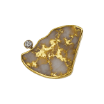 18k and 22k yellow gold ring with gold bearing quartz and a diamond by Fringe Gallery studio jeweler Sandra Frias