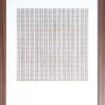 Framed tan thread on paper work by Fringe Gallery artist Rebecca Messier