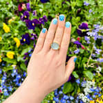 Carved Aquamarine Bead Ring by Fringe Gallery studio jeweler Nanci Modica