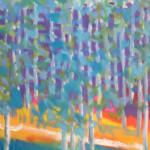 "White Water, Rising Wolf", an abstract forest landscape oil painting by Slate Gray Gallery Artist Marshall Noice