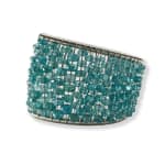 Silver cuff with apatite beads by slate gray gallery jeweler tana acton