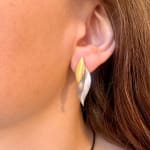 Dual Tone Embrace Earrings by Fringe Gallery studio jeweler Timo Krapf