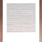 Framed tan thread on paper work by Fringe Gallery artist Rebecca Messier