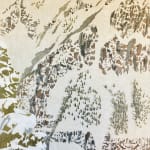 mixed media painting on canvas of snowy mountain chute by artist Kathryn Tatum
