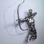 Stainless steel sculpture of a person with a bow and arrow by slate gray gallery artist David Davis