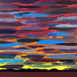 "Early Morning Sunrise", an acrylic abstract landscape painting by slate gray gallery artist Mark Bowles