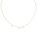18k yellow gold necklace with five hanging diamonds by Fringe Gallery studio jeweler Todd Pownell