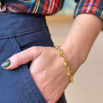 Round and Oval Link Diamond Charm Bracelet by Fringe Gallery studio jeweler Nanci Modica