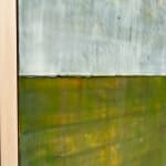 Blue and green color block horizontal encaustic painting by slate gray gallery artist amy van winkle