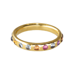 20k yellow gold Multicolor Sapphire Oval Band ring by Fringe Gallery studio jeweler Nanci Modica
