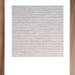 Framed tan thread on paper work by Fringe Gallery artist Rebecca Messier