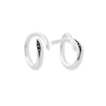 Silver hoop earrings with black diamonds