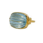 Carved Aquamarine Bead Ring by Fringe Gallery studio jeweler Nanci Modica