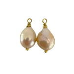 South Sea Peach Pearl Drops by Fringe Gallery studio jeweler Marki Knopp