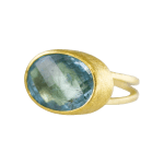 Faceted Oval Aquamarine Ring by Fringe Gallery studio jeweler Petra Class