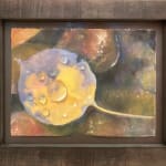 Pastel painting of leaves with drops of water by slate gray gallery artist Bruce A Gomez
