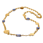 Gold Petal Necklace with Blue Sapphires by Fringe Gallery studio jeweler Barbara Heinrich