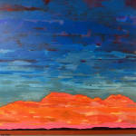 "Road through the desert" an acrylic abstract landscape piece by slate gray gallery artist mark bowles