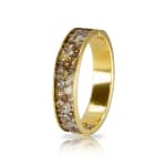 Gold bangle with mixed colored and shaped diamonds