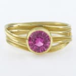 Triple Ribbon Pink Sapphire Ring by Slate Gray Gallery studio jeweler Barbara Heinrich