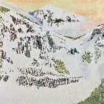 The Via Ferrata Ajax, and Telluride Peaks an Acrylic Painting and Rice Paper on Canvas by slate gray gallery artist Kathryn Tatum
