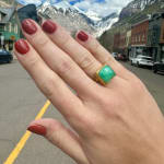 Square Chrysoprase Ring by Fringe Gallery studio jeweler Marki Knopp