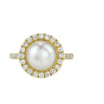 White Pearl Solitaire Ring by Slate Gray Gallery studio jeweler Sloane Street