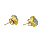 22k yellow gold rough aquamarine stud earrings by Fringe Gallery studio jeweler Petra Class