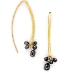 Navette Wire Earrings with Black Diamonds by Slate Gray Gallery studio jeweler Barbara Heinrich