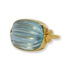 Carved Aquamarine Bead Ring by Slate Gray Gallery studio jeweler Nanci Modica