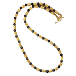 Black Diamond and Yellow Gold Barrel Bead Space Necklace by Slate Gray Gallery studio jeweler Barbara Heinrich