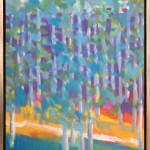 "White Water, Rising Wolf", an abstract forest landscape oil painting by Slate Gray Gallery Artist Marshall Noice