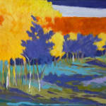 Fall Rains, an oil abstract forest landscape by slate gray gallery artist Marshall Noice