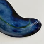 Glazed ceramic blue sculpture by Fringe Gallery artist Angela Okajima-Kempinas