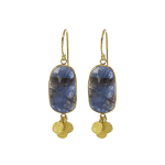 Rose cut sapphire earrings with gold petal clusters by Fringe Gallery studio jeweler Barbara Heinrich