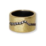 Wide Band with Fissure Cut and Diamonds by Slate Gray Gallery studio jeweler Todd Pownell