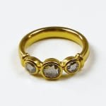 3 Stone Diamond Rose Cut Ring by Slate Gray Gallery studio jeweler Nanci Modca