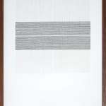 Framed black and white thread on paper work by Fringe Gallery artist Rebecca Messier