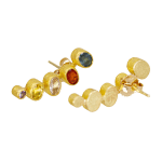 22k yellow gold climber earrings with bezel set multicolored rosecut sapphires by Fringe Gallery studio jeweler Petra Class