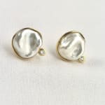 18k yellow gold earrings with Keshi pearls and diamonds by Fringe Gallery studio jeweler Sandra Frias