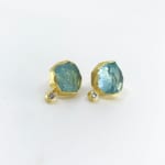 Aquamarine Earrings with Small Faceted Diamond by Slate Gray Gallery studio jeweler Petra Class