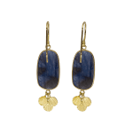 Rose cut sapphire earrings with gold petal clusters by Fringe Gallery studio jeweler Barbara Heinrich