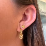 Oval Gold Drops, Hammered with Diamonds by Fringe Gallery studio jeweler Nanci Modica