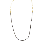 Black diamond bead and 18k yellow gold paperclip chain by Fringe Gallery studio jeweler Petra Class