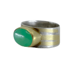 Large Chrysoprase Oval Cabochon Ring by Fringe Gallery studio jeweler Marki Knopp